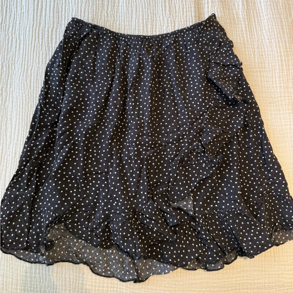 Brandy Melville Black Polka Dot Ruffle Mini Skirt